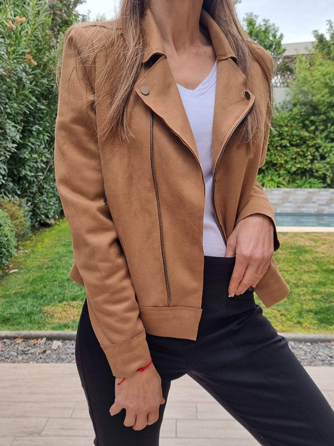 Women's Casual Suede Cropped Jacket