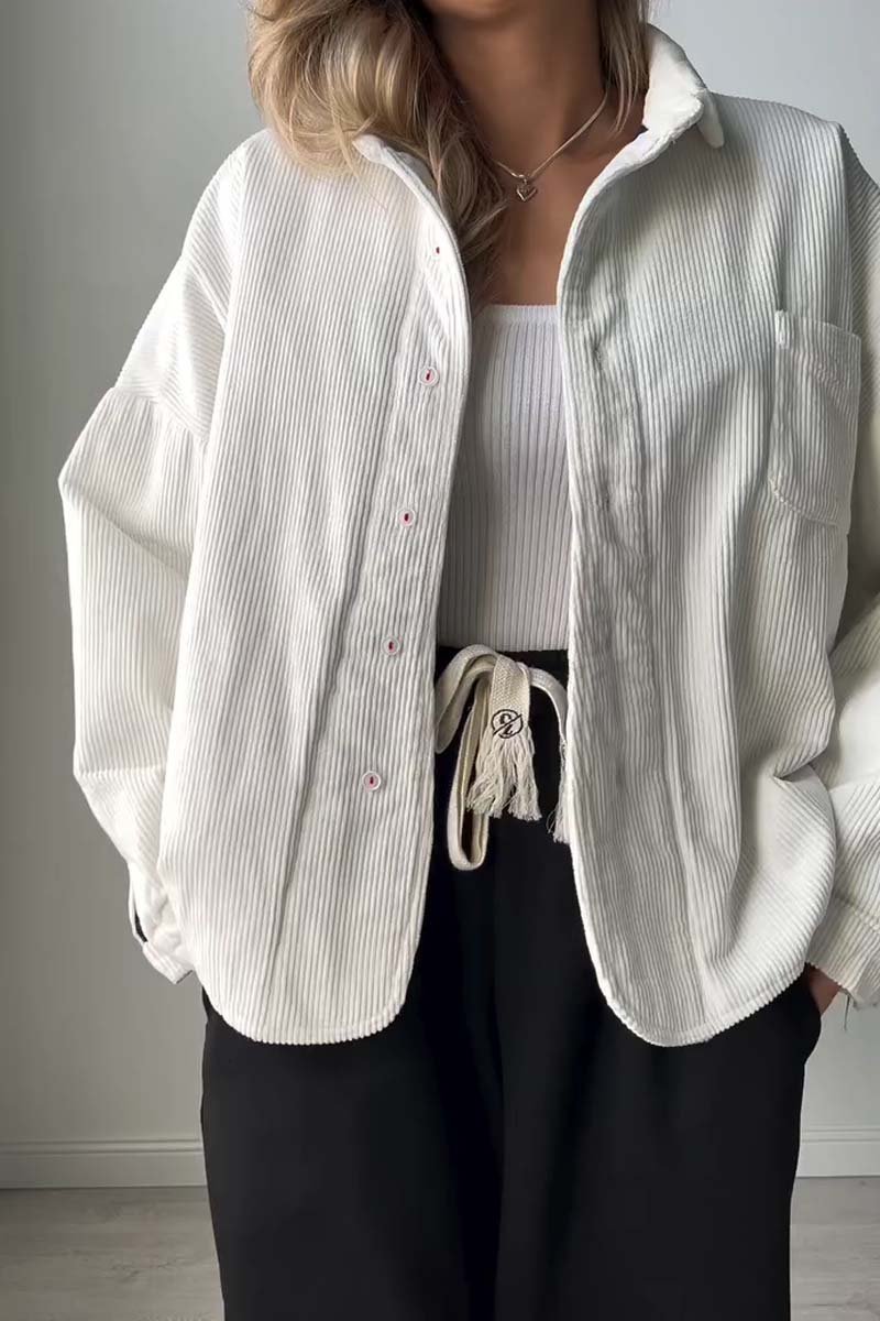 Women's casual corduroy lapel jacket