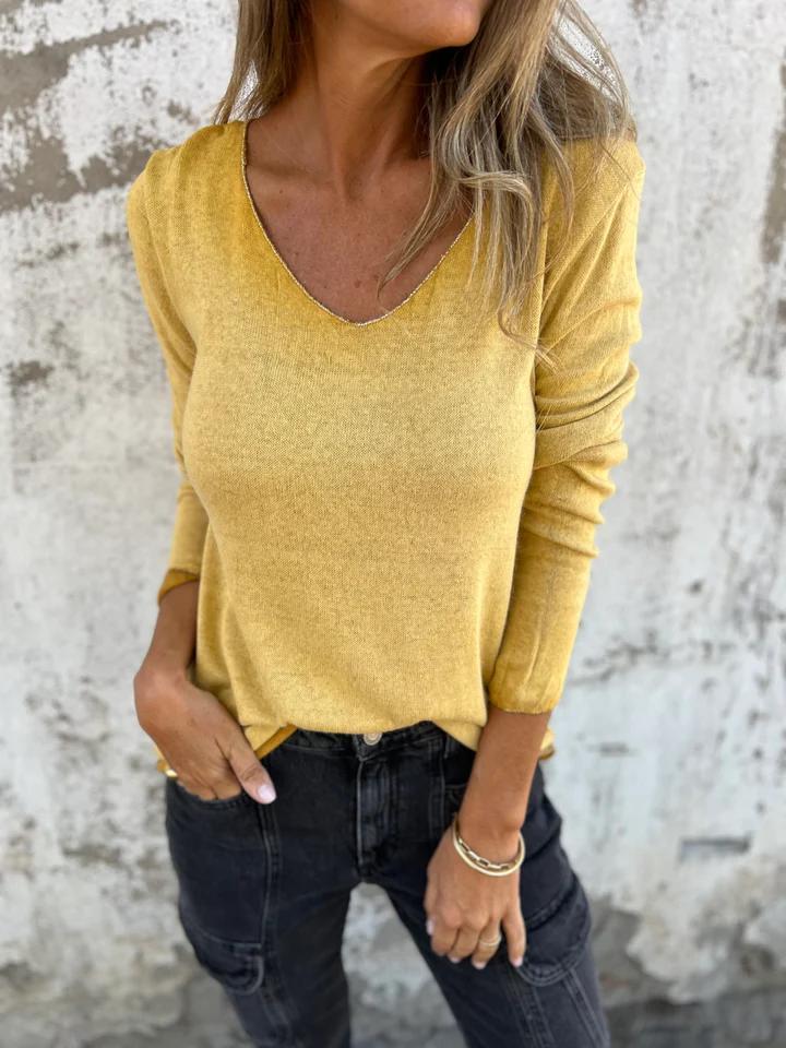 Casual V-neck Thin Top