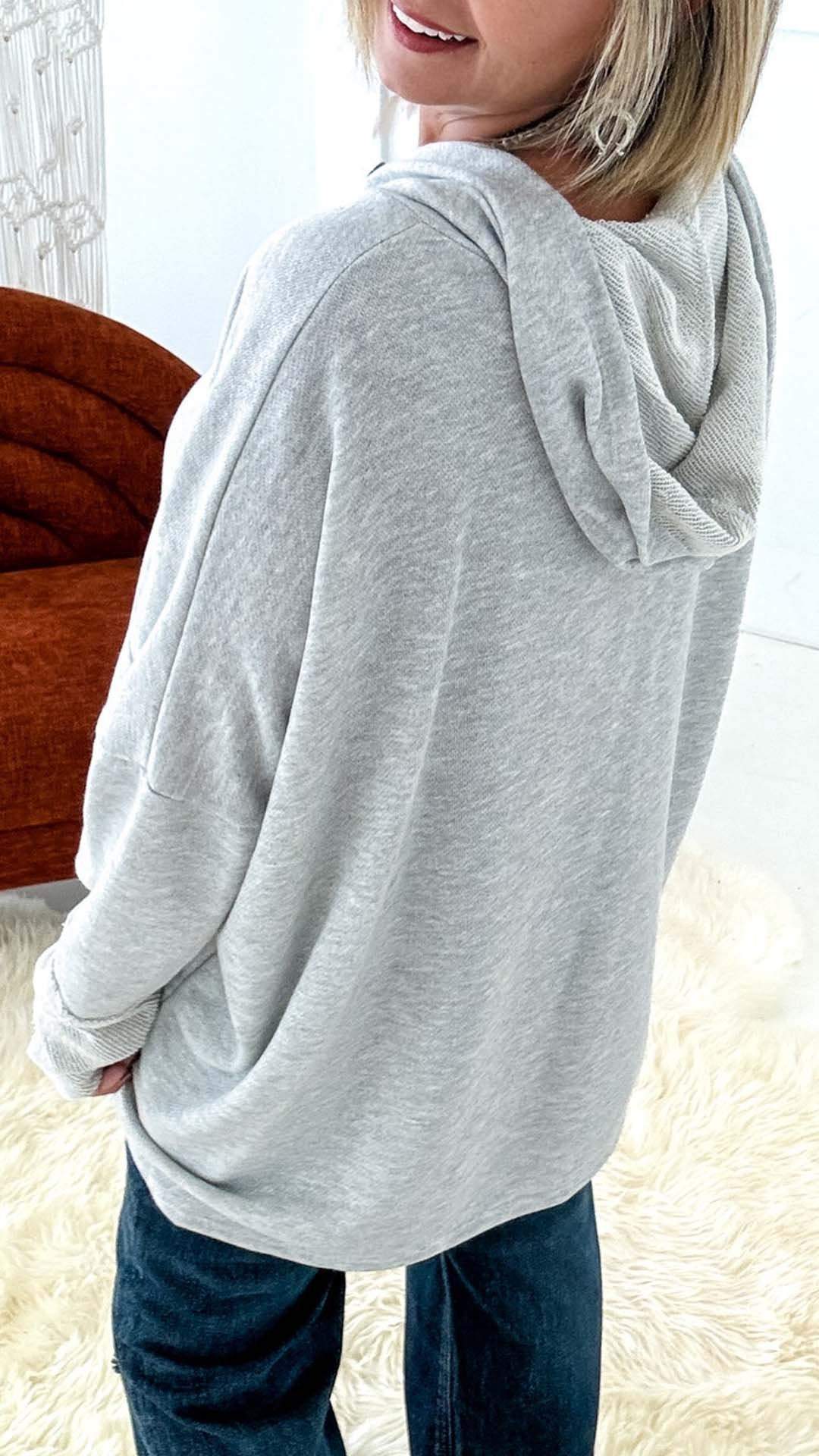 Women's Casual Splicing Solid Button Neck Long Sleeve Hoodie