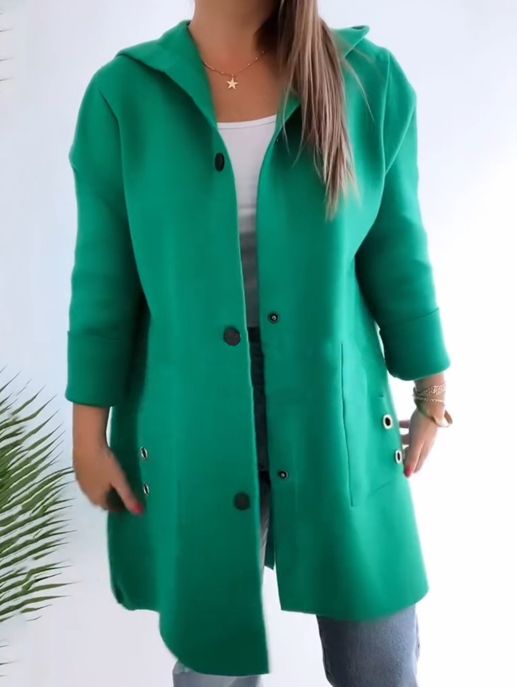 Women's Casual Solid Color Hooded Coat