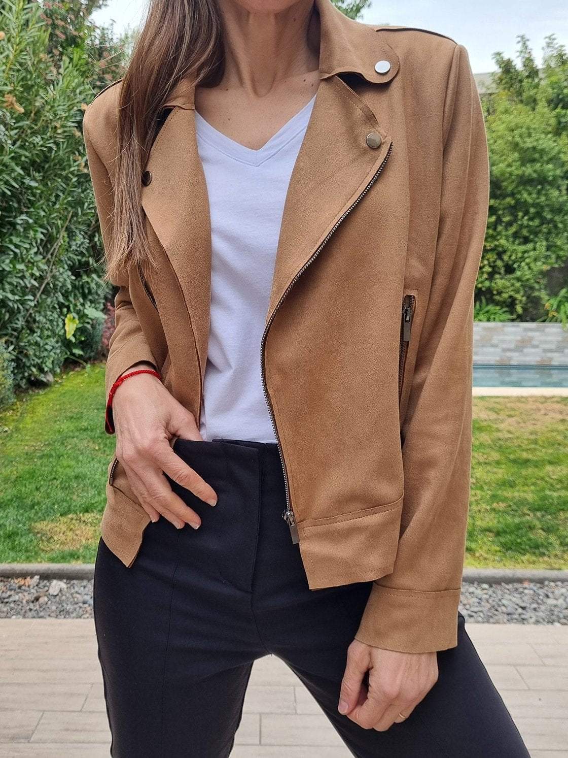 Women's Casual Suede Cropped Jacket