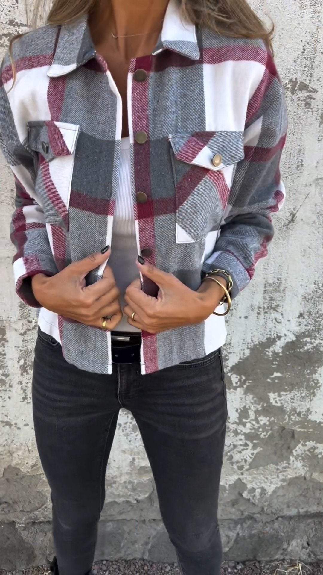 Casual Lapel Plaid Coat