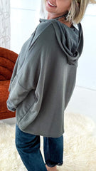 Women's Casual Splicing Solid Button Neck Long Sleeve Hoodie