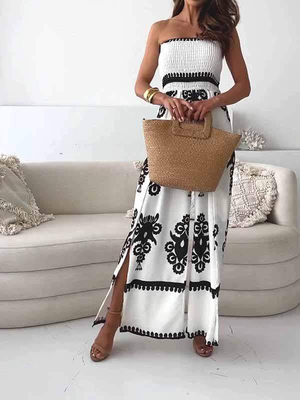 Women's Tube Top Printed Jumpsuit