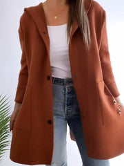 Women's Casual Solid Color Hooded Coat