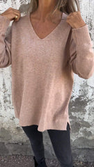 Casual V-neck Long-sleeved Knitted Top