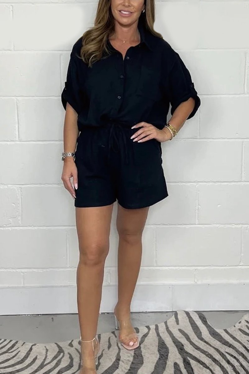 Women's solid shirt and shorts set