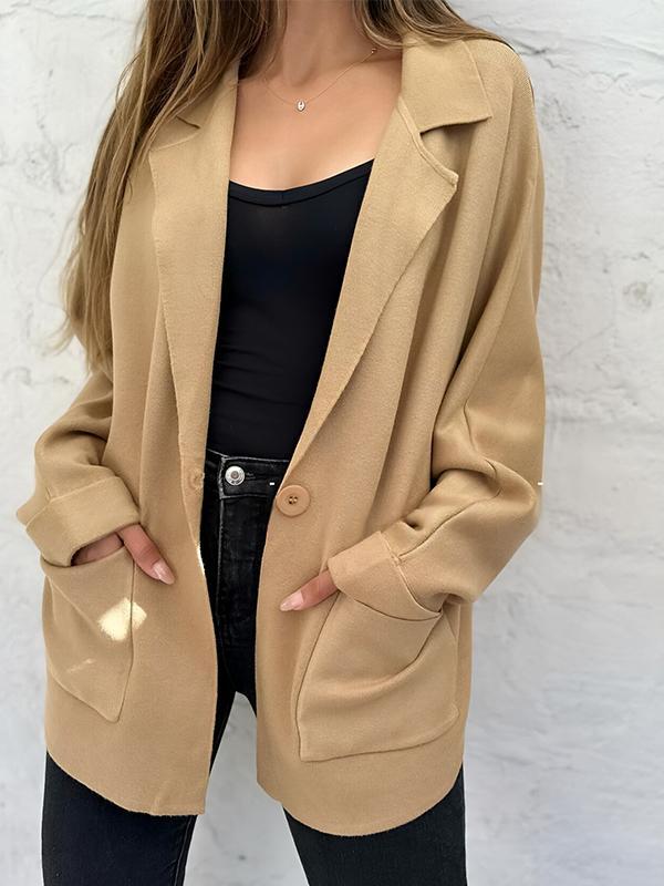 Women's Lapel Solid Color Thin Coat