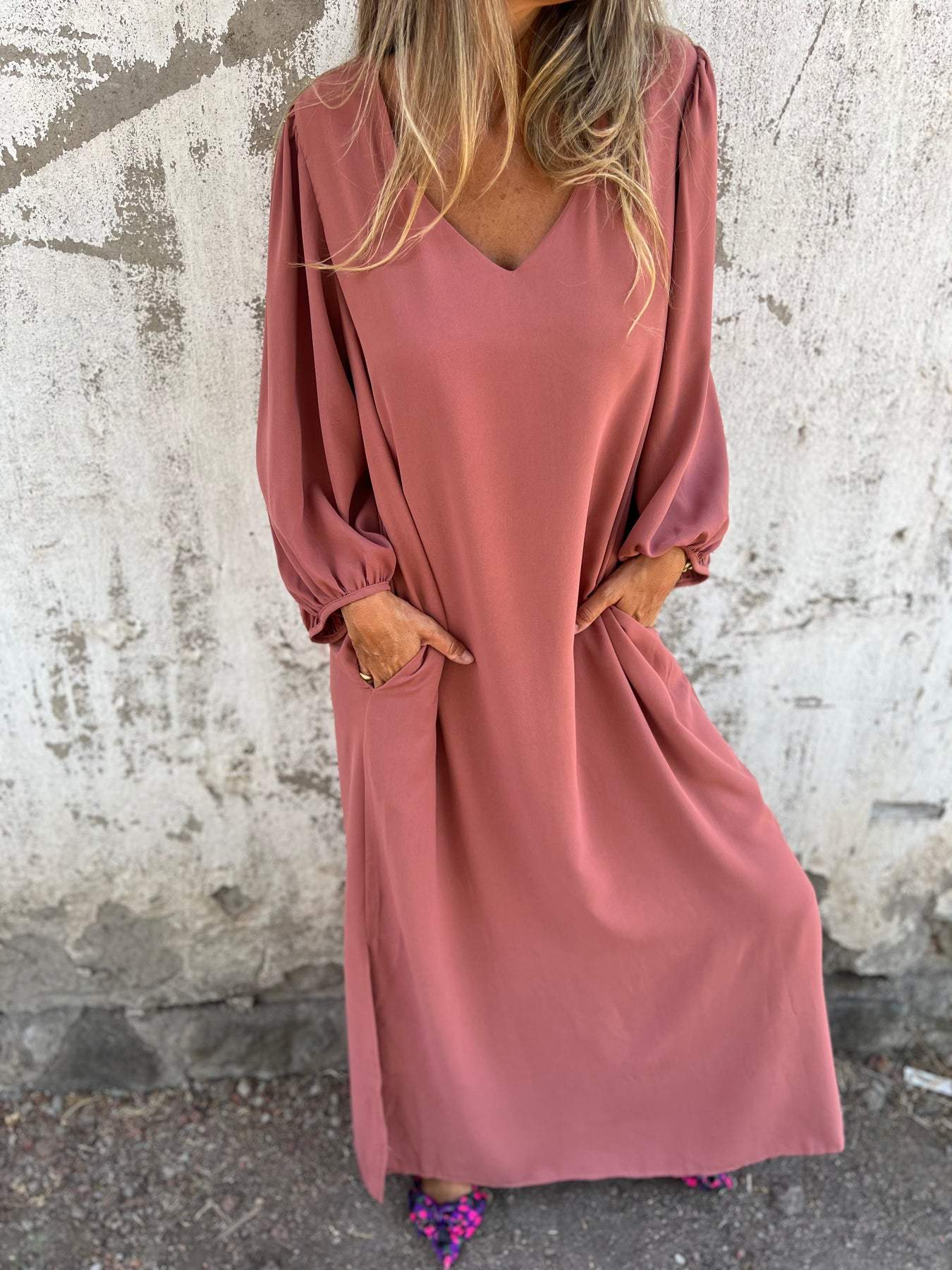 V-neck Long Dress