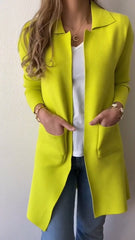 Women's Lapel Solid Color Cardigan Jacket