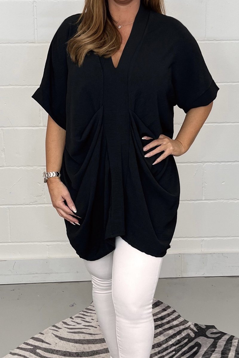 Women's V Neck Draped Top