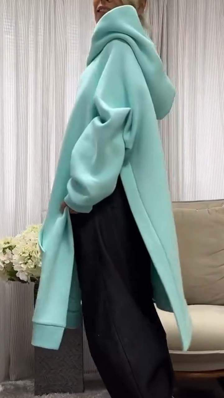 Women's Casual Solid Color Slit Hoodie