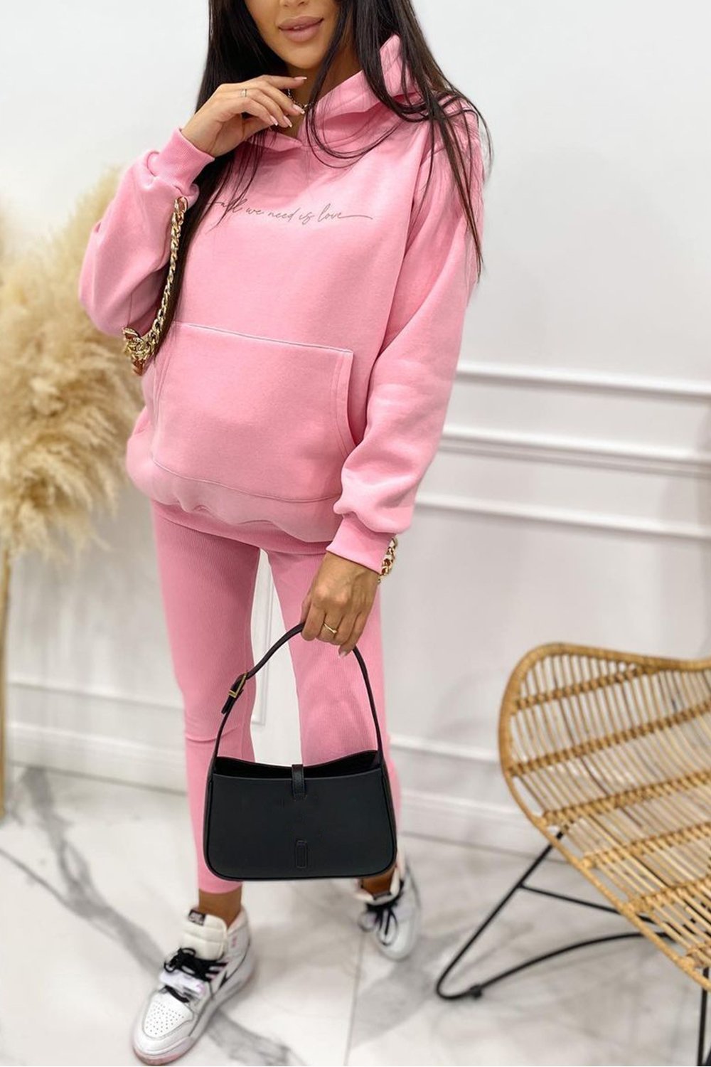 Women's Monogram Hooded Top and Pants Two-piece Set