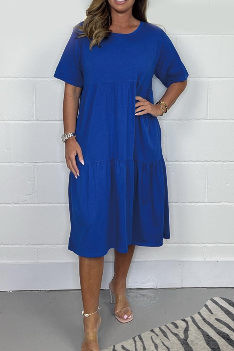 Cotton crew neck casual dress