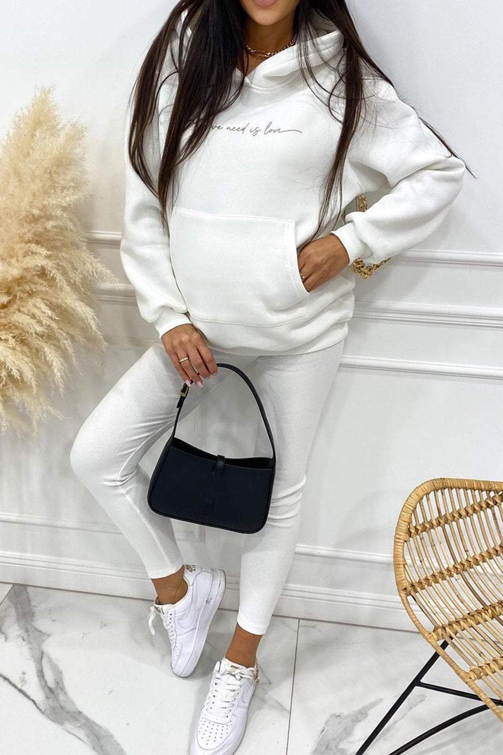 Women's Monogram Hooded Top and Pants Two-piece Set