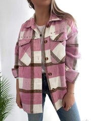 Women's Casual Beaded Plaid Jacket