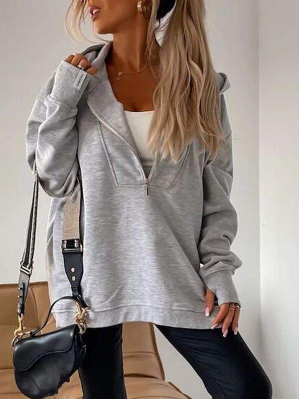 Women's Hooded Half-zip Long-sleeved Casual Sweatshirt