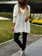 Women's V-neck Casual Loose Sweater Top