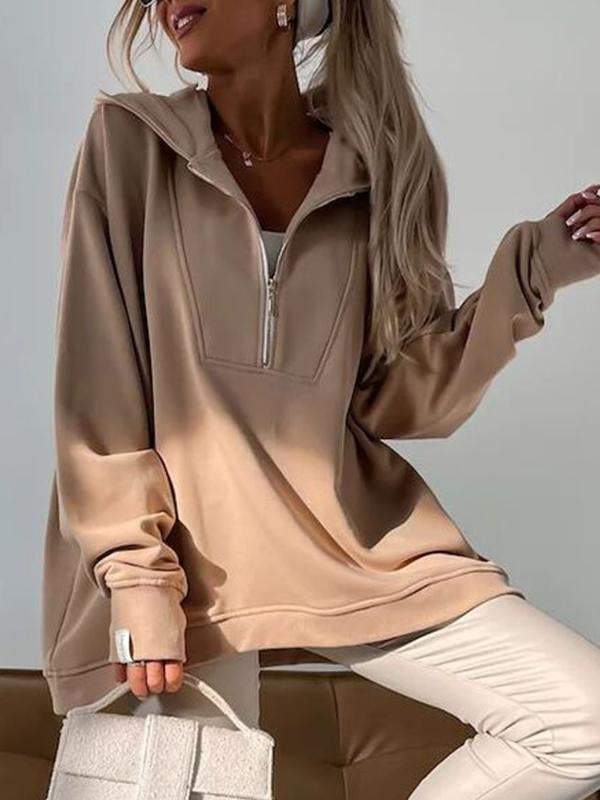 Women's Hooded Half-zip Long-sleeved Casual Sweatshirt