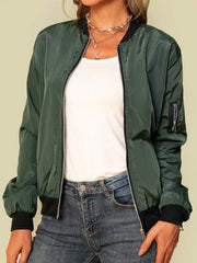 Solid Color European and American Fashion Zipper Jacket for Women