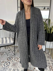 Women's V-neck Solid Color Ribbed Knitted Cardigan