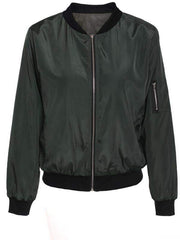 Solid Color European and American Fashion Zipper Jacket for Women