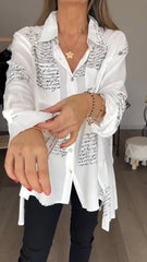 Letter Print Fashion Lapel Shirt