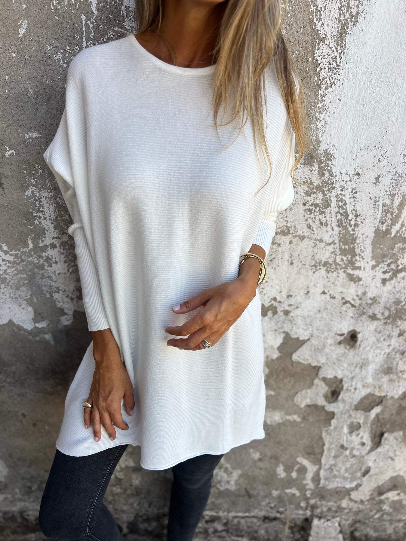 Round Neck Long Sleeve Knitted Top