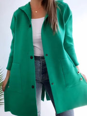 Women's Casual Solid Color Hooded Coat