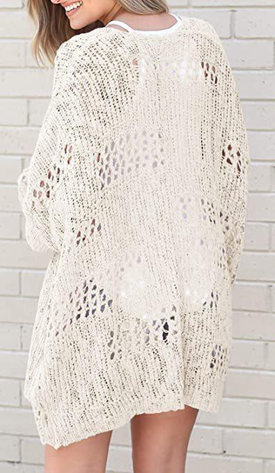 Women's Cardigan Long Sleeve Hollow Mohair Sweater Outerwear