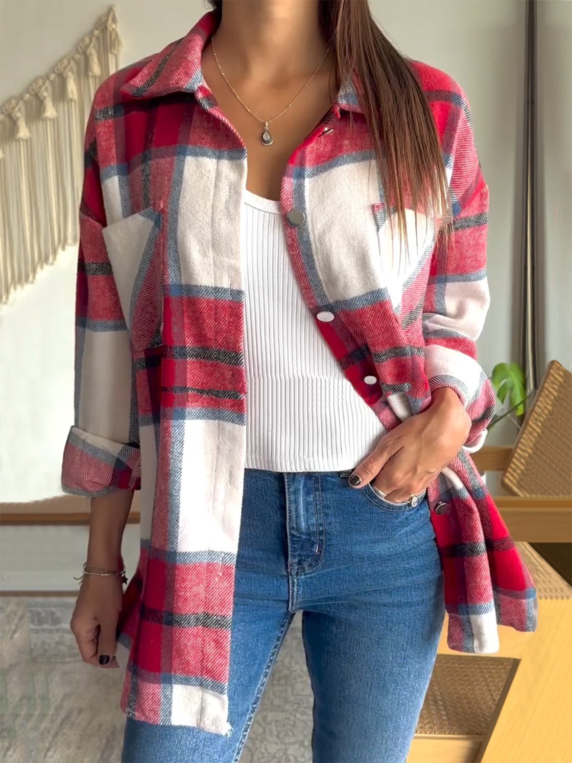 Women's Plaid Print Jacket