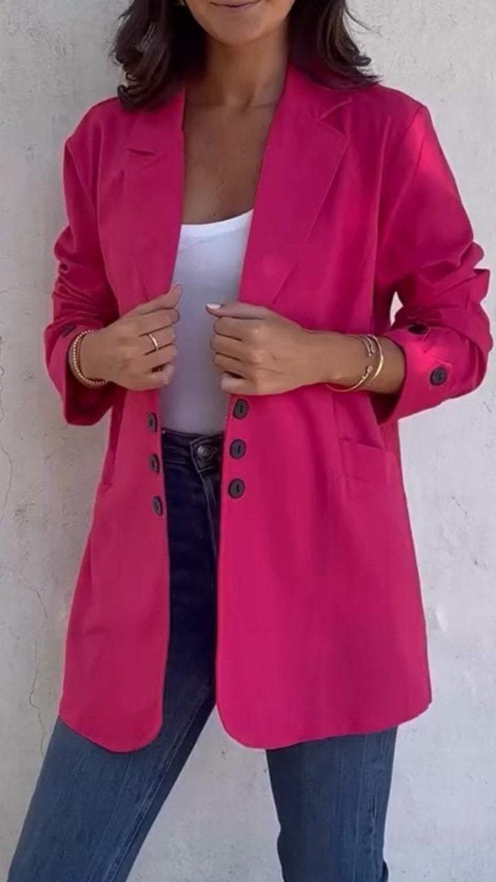 Women's Pink Cardigan Breasted Casual Top Coat