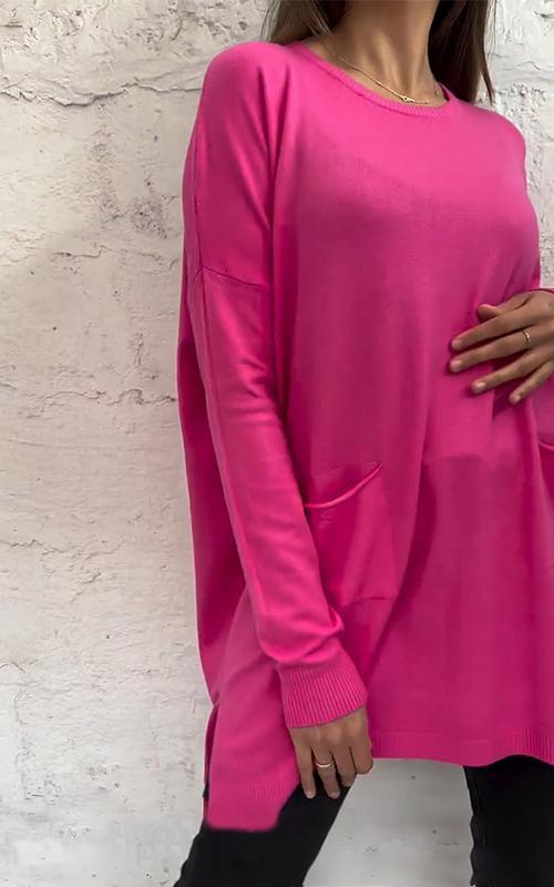 Women's Round Neck Solid Color Long Sleeve Top