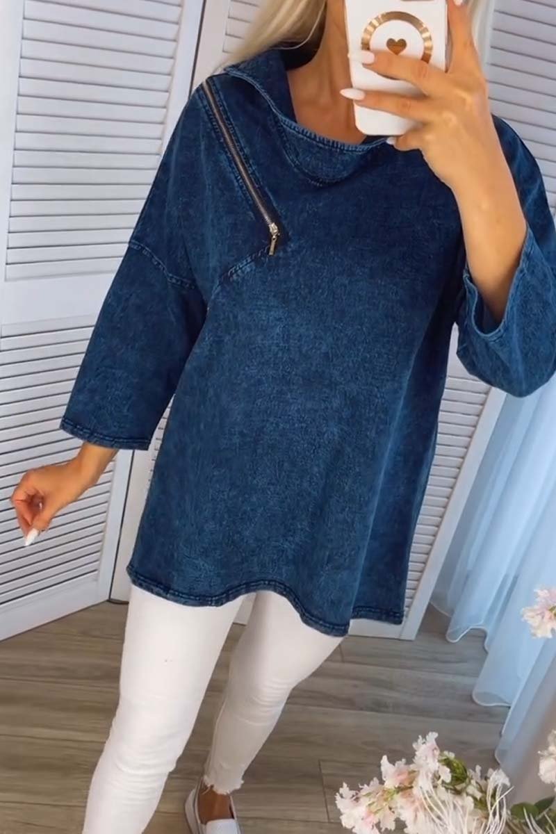 Women's casual denim pullover