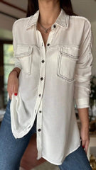 Women's Lapel Long Casual Shirt