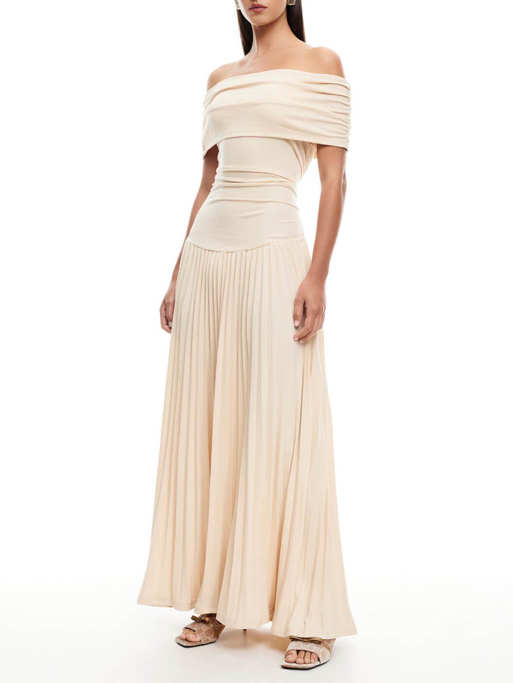 Elegant Sexy Off-the-shoulder Pleated Long Dress