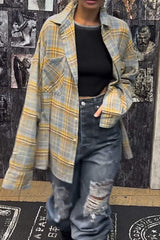 Women's Casual Loose Plaid Shirt Jacket