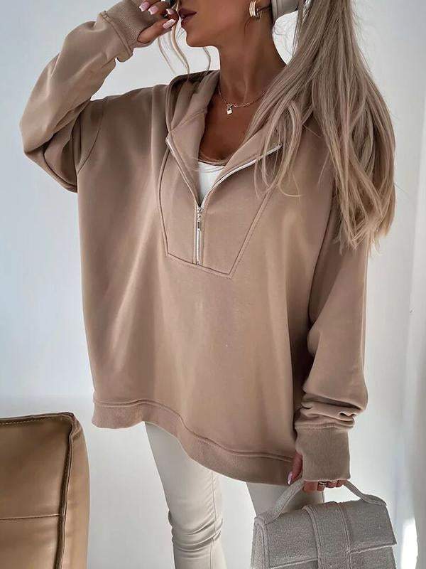 Women's Hooded Half-zip Long-sleeved Casual Sweatshirt