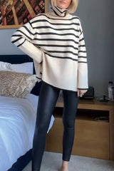 Women's Striped Turtleneck Sweater