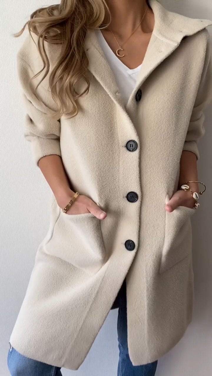 Women's Lapel Single-breasted Woolen Coat