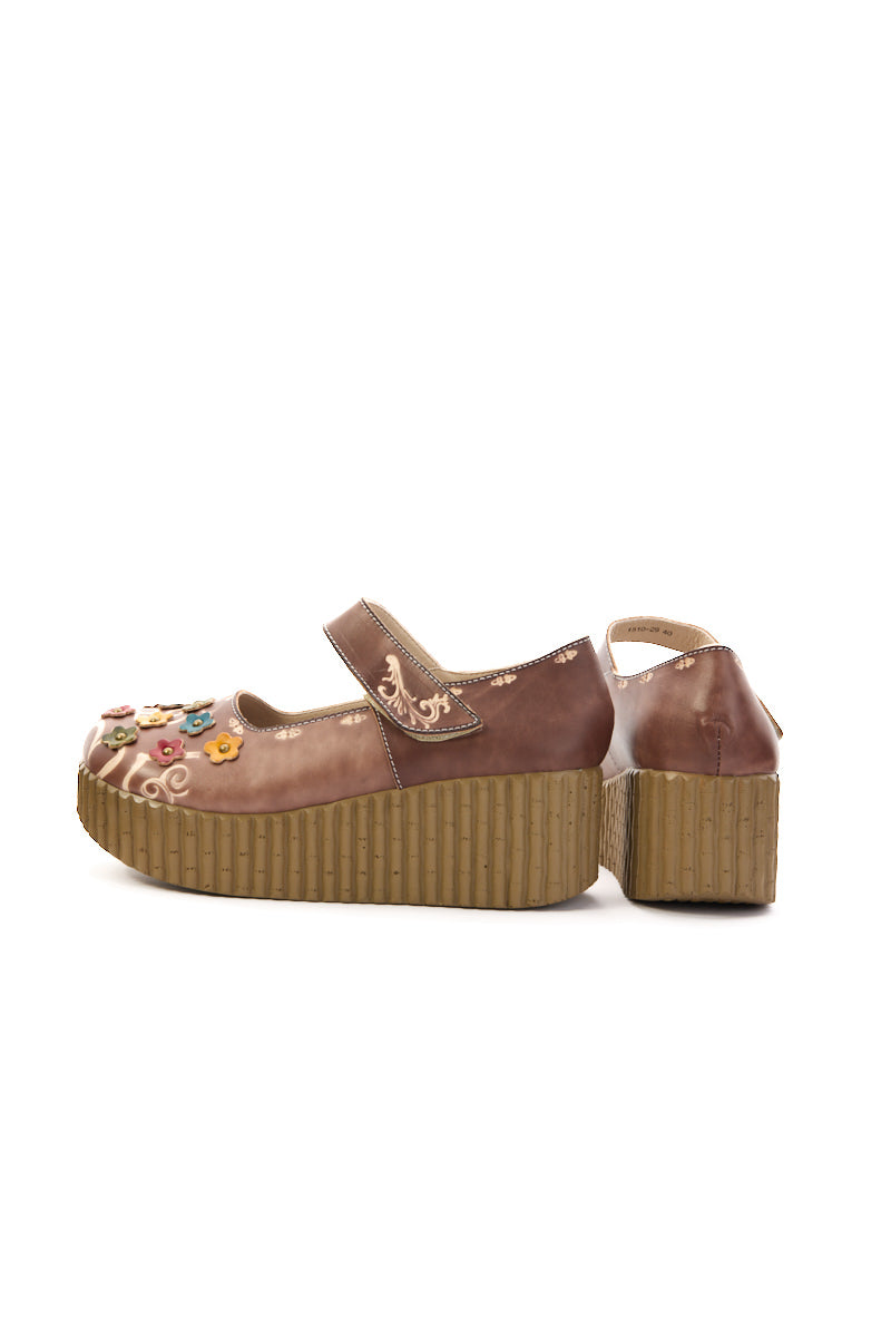 Soffia | Lively Poppy Leather Wedge Mary Jane