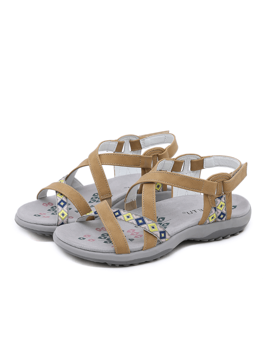 Siketu | Abstract Embroidered Strap Comfy Sandal