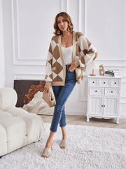 Boyfriend Pocketed Knit Cardigan - Khaki