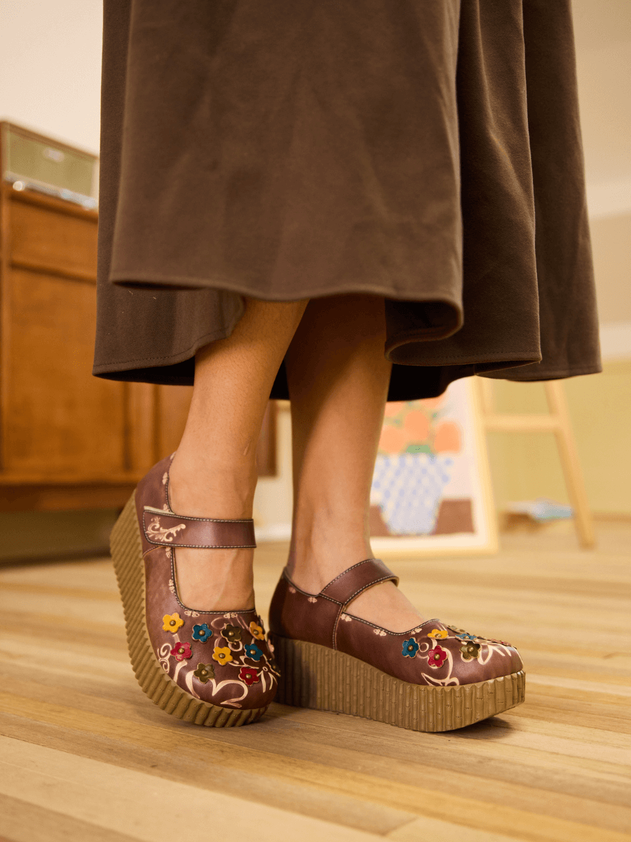 Soffia | Lively Poppy Leather Wedge Mary Jane