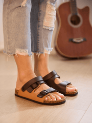 Maibulun | Double Strap Slingback Footbed Sandal - Tan