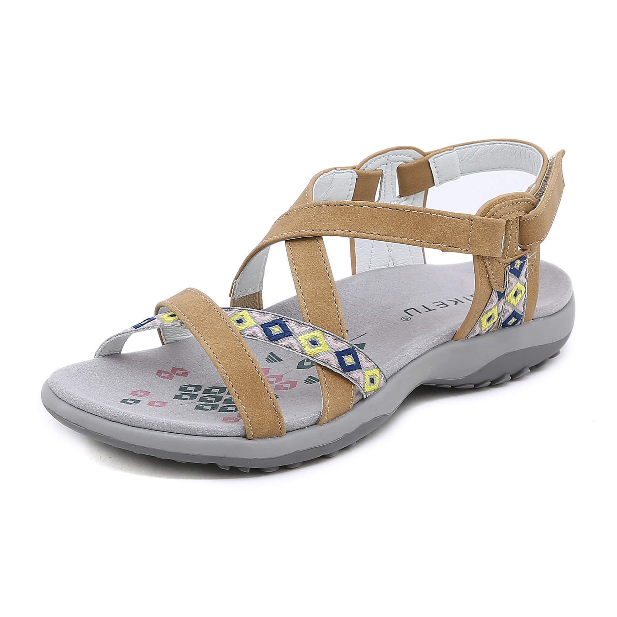 Siketu | Abstract Embroidered Strap Comfy Sandal