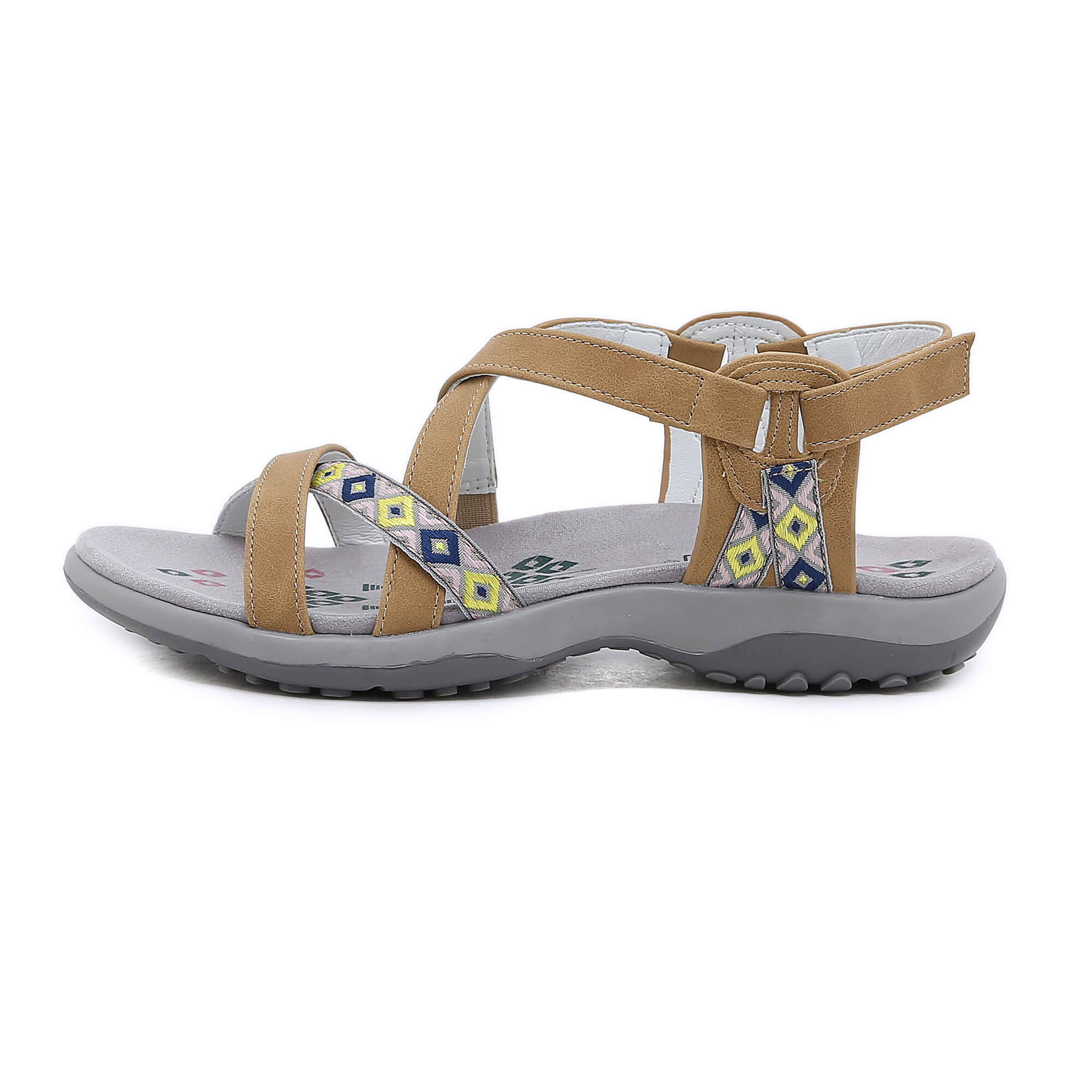 Siketu | Abstract Embroidered Strap Comfy Sandal