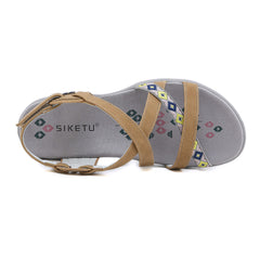 Siketu | Abstract Embroidered Strap Comfy Sandal