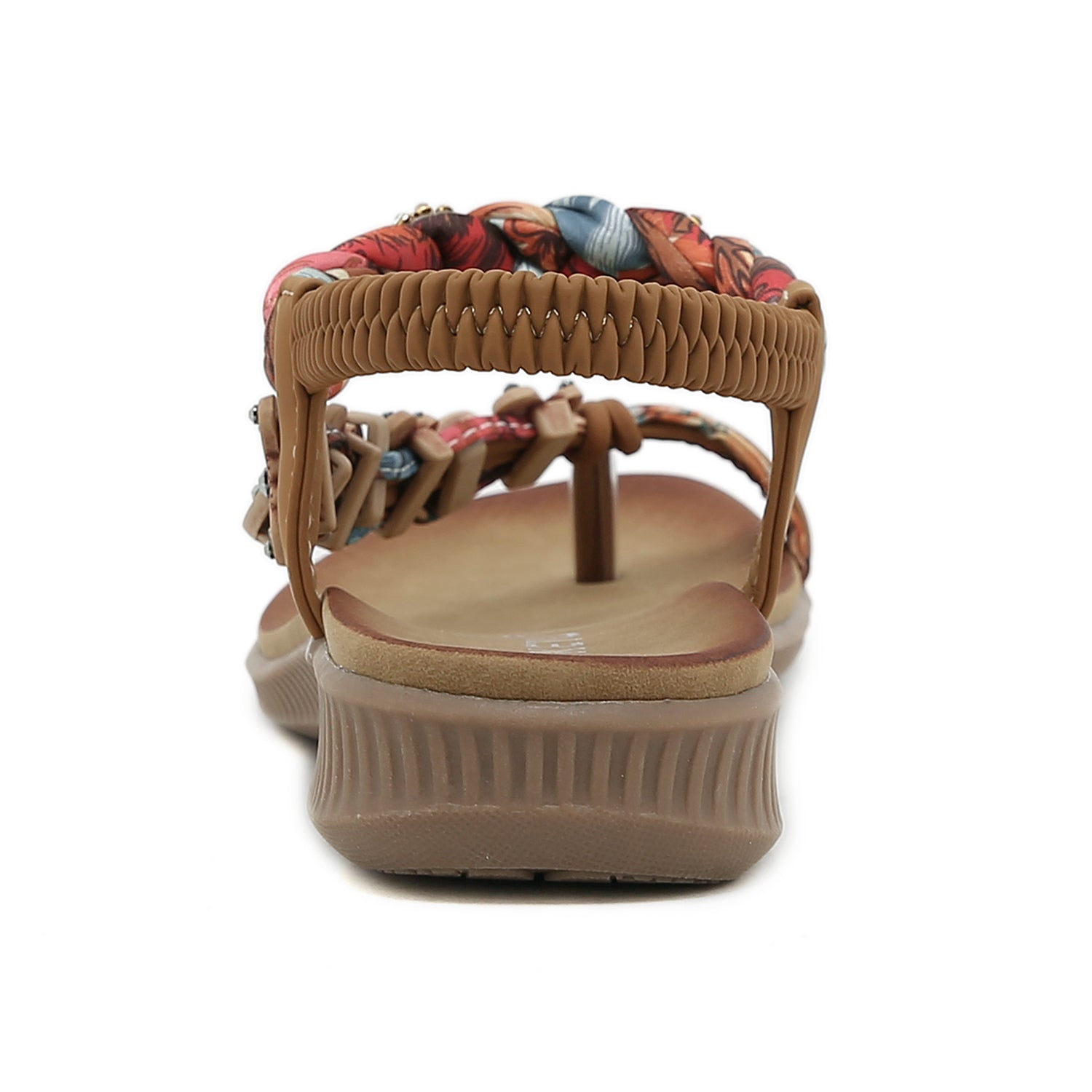 SIKETU | FLORAL BEAD BRAIDED ASYMMETRICAL SANDAL - KHAKI